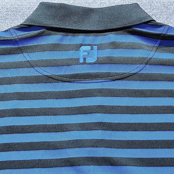 FootJoy Polo Mens L Navy Striped Golf 3 Button SS ProDry Pique Athleisure Logo - Picture 7 of 10